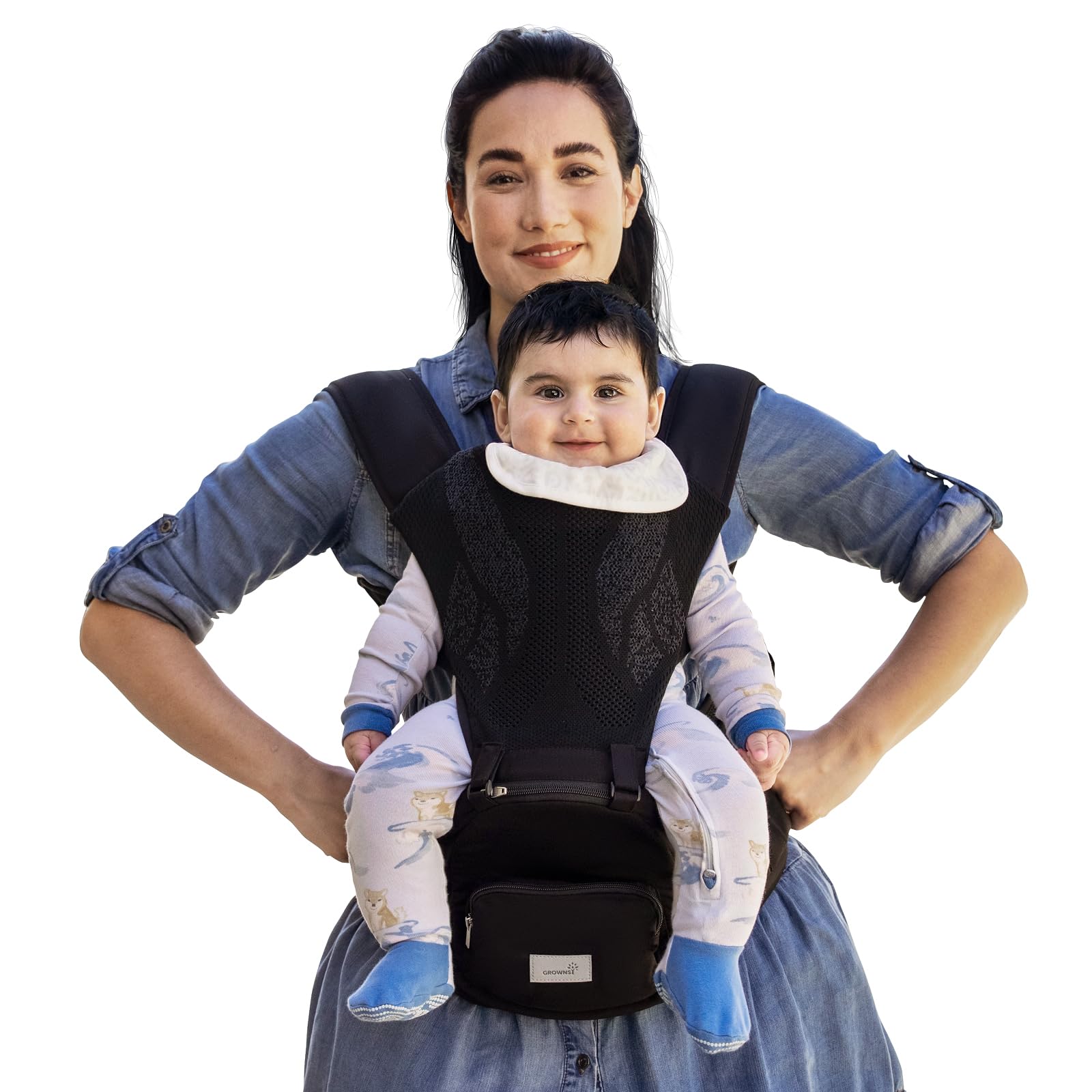 33% Off Grownsy 3D Knit Baby Carrier with Hipseat - Image 1