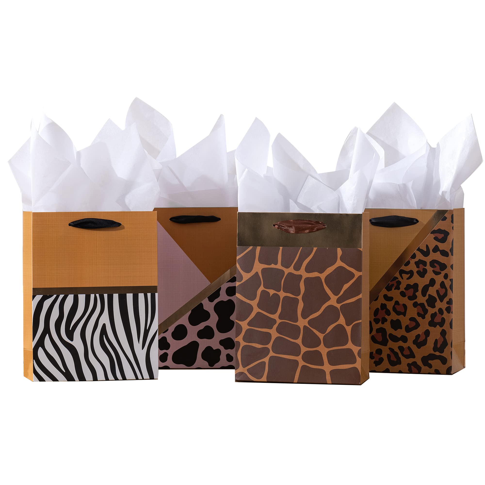 Gold Gift Bags with Tissue Paper - 4 Pack for $7.99 - Image 1