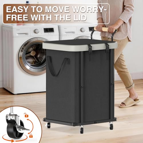 50% Off Elowen 40 Gal Rolling Laundry Hamper with Lid - Image 3