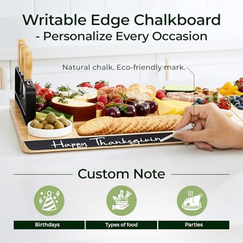 50% Off Keechee Bamboo Charcuterie Board Set with Chalkboard Edge - Image 3