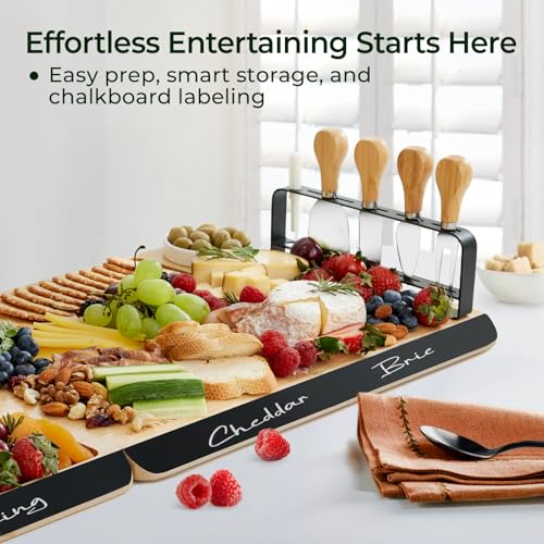 50% Off Keechee Bamboo Charcuterie Board Set with Chalkboard Edge - Image 4