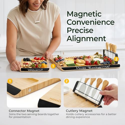 50% Off Keechee Bamboo Charcuterie Board Set with Chalkboard Edge - Image 5