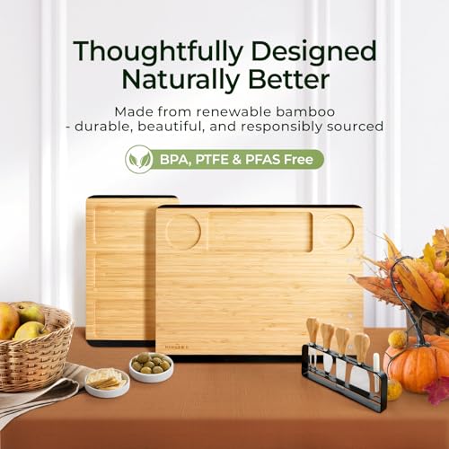 50% Off Keechee Bamboo Charcuterie Board Set with Chalkboard Edge - Image 7