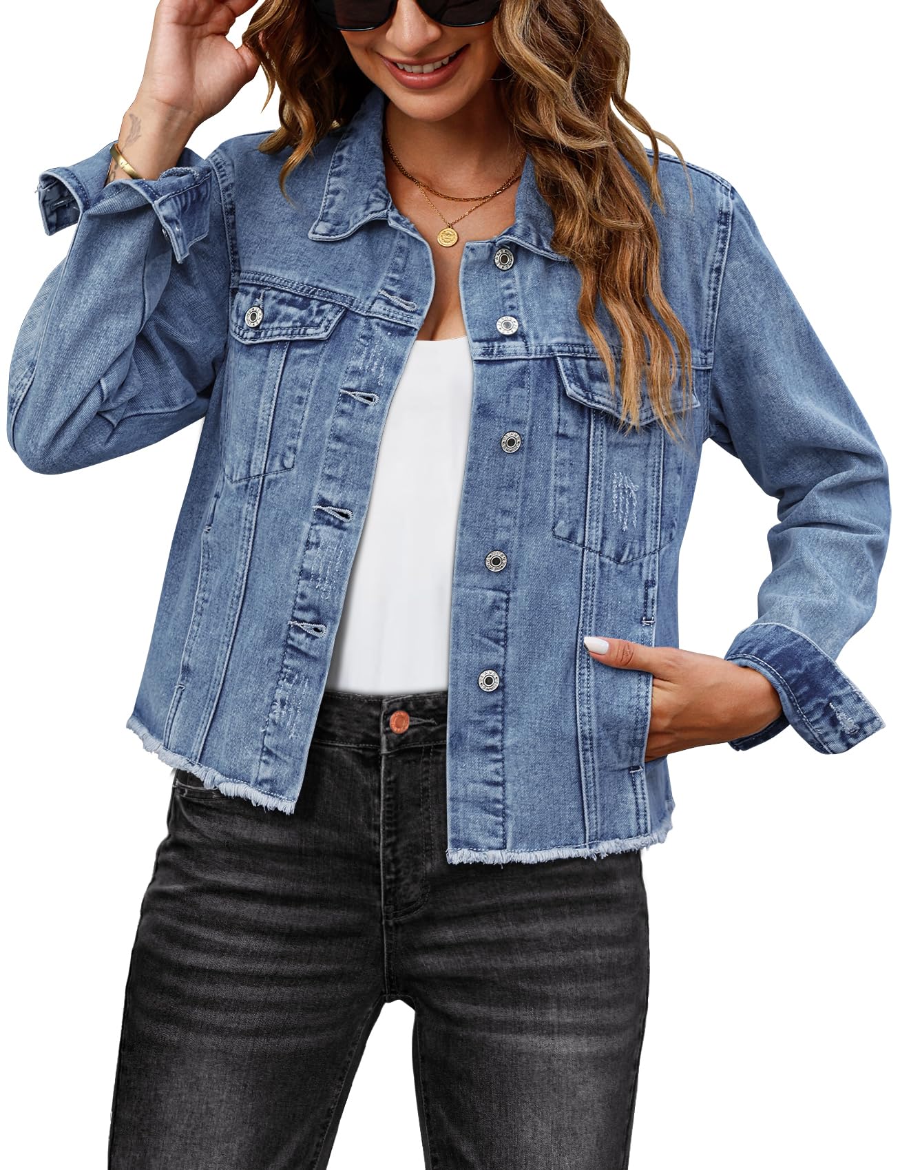 45% Off with Code: luvamia Distressed Denim Jacket for Women - Image 1