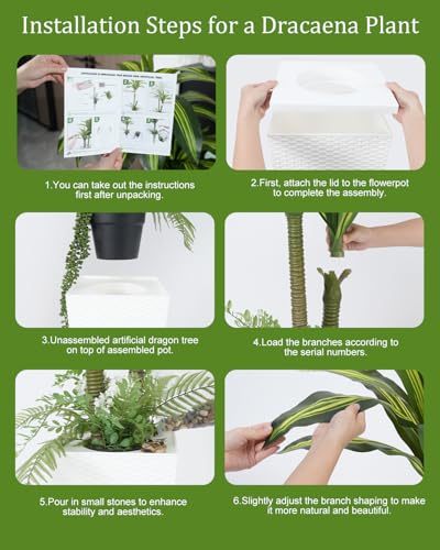 Save 50% on 4ft Artificial Dracaena Tree with White Pot - Image 6
