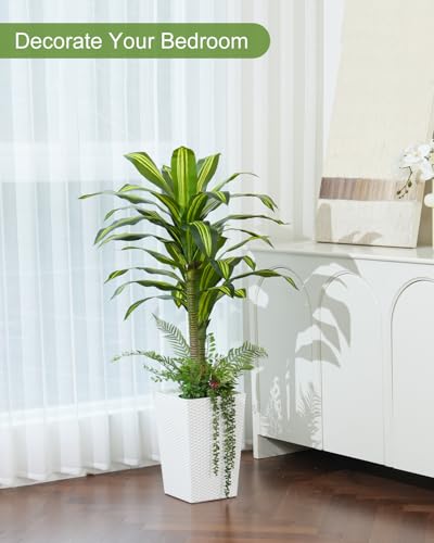 Save 50% on 4ft Artificial Dracaena Tree with White Pot - Image 7