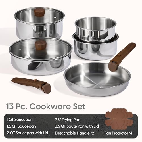 Save 55% on CAROTE 13pc Stainless Steel Cookware Set - Image 3