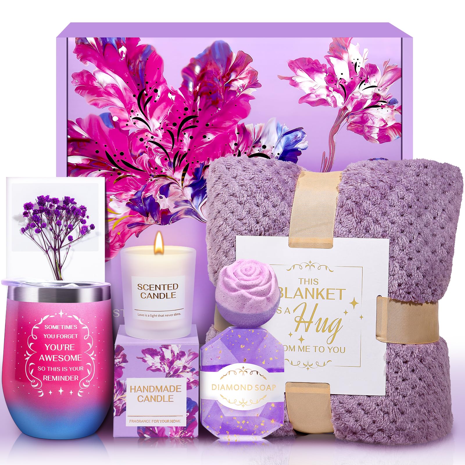 Get 16.50 Off! Self Care Spa Gift Basket for Women with Blanket - Image 1