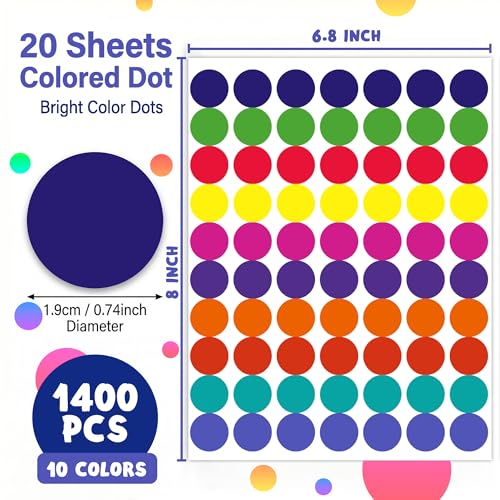 63% Off 1400 PCS Colored Dot Stickers for Labeling & Crafts - Image 3