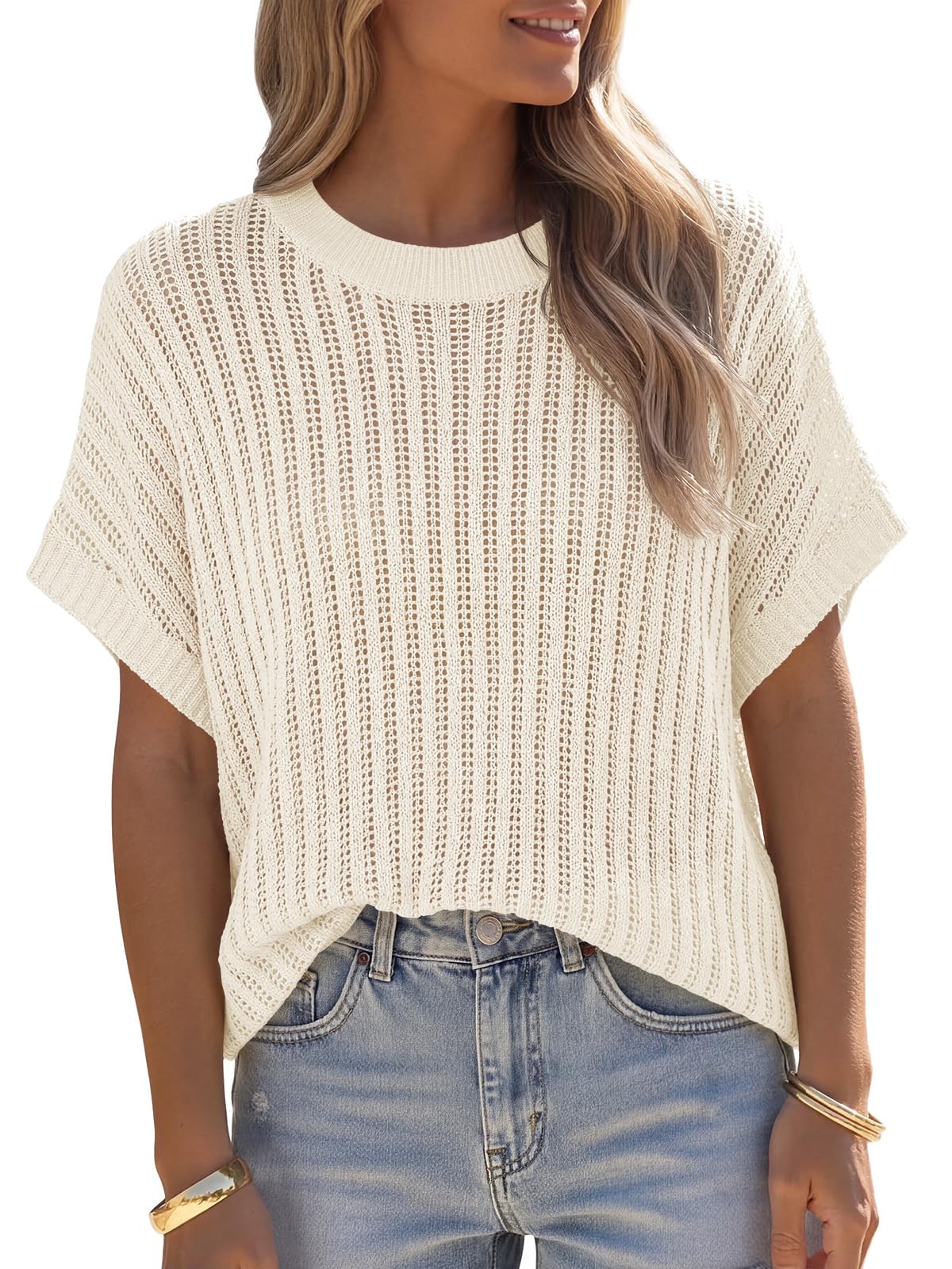 50% Off Saodimallsu Crochet Batwing Sweater Top for Women - Image 1