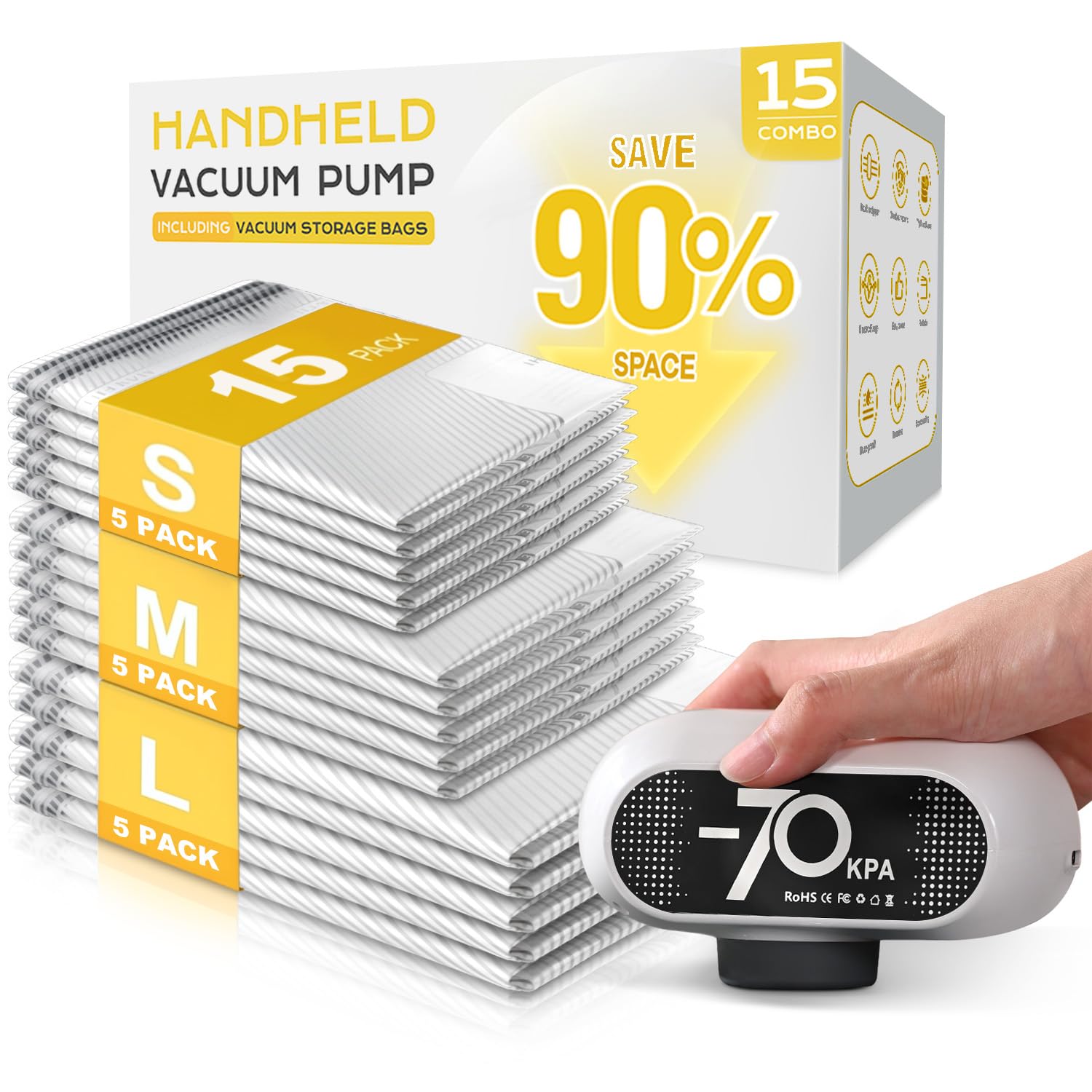 Save 61% with Code: 15 Pack Vacuum Storage Bags + Pump - Image 1