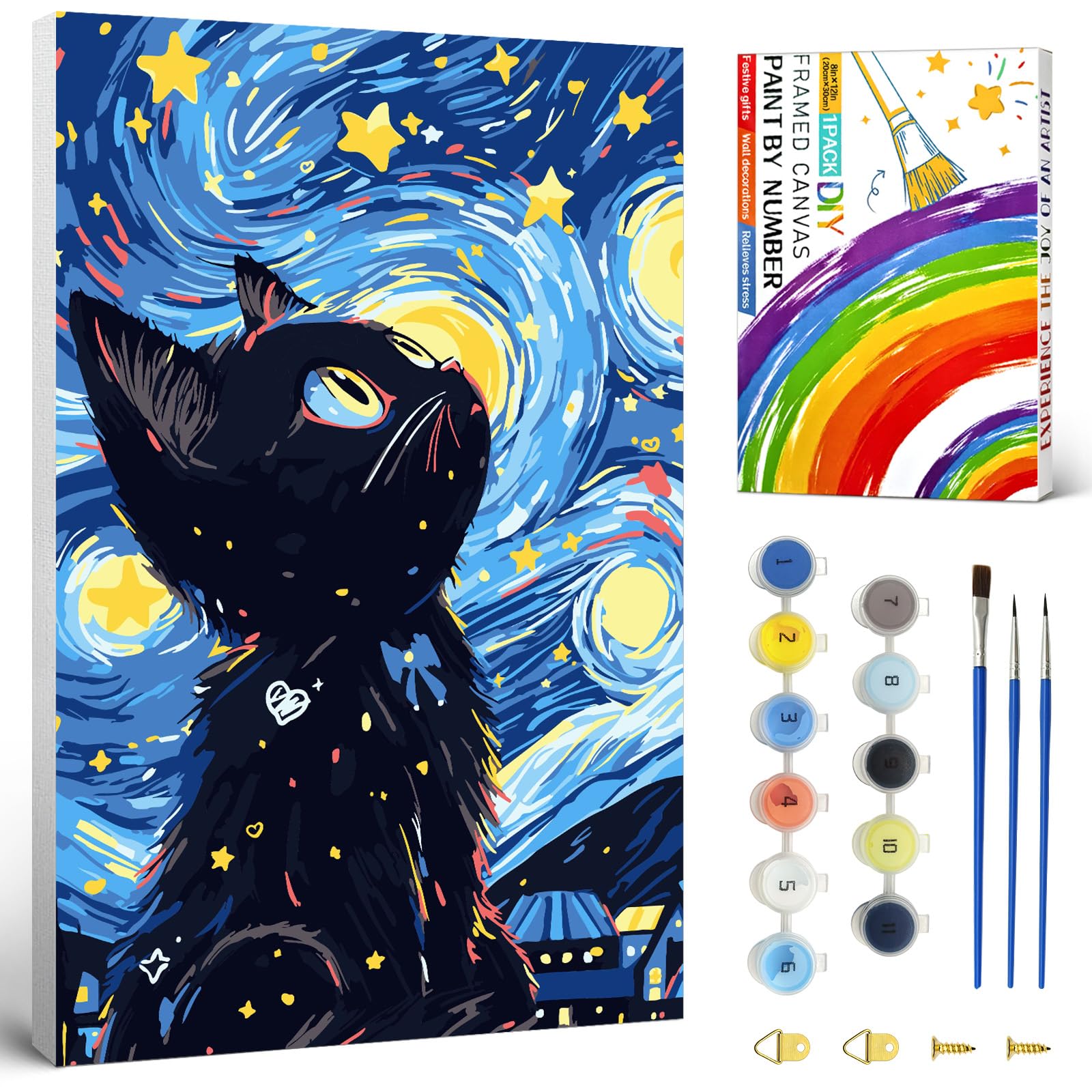 Save 55% on Yunnuo Cat Paint by Numbers Kit with Code - Image 1