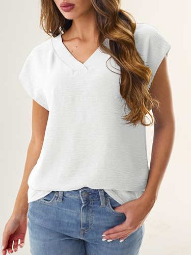 52% Off GKBK Women Cap Sleeve V Neck Blouses Business Casual Top - Image 5