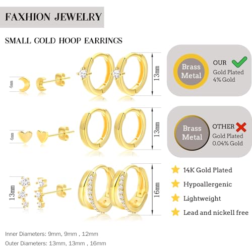 Dainty Gold Hoop Earrings Set for Women at $5.49 - Image 6