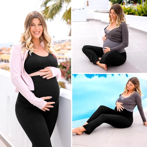 50% Off Leafigure Maternity Flare Leggings with Pockets - Image 7