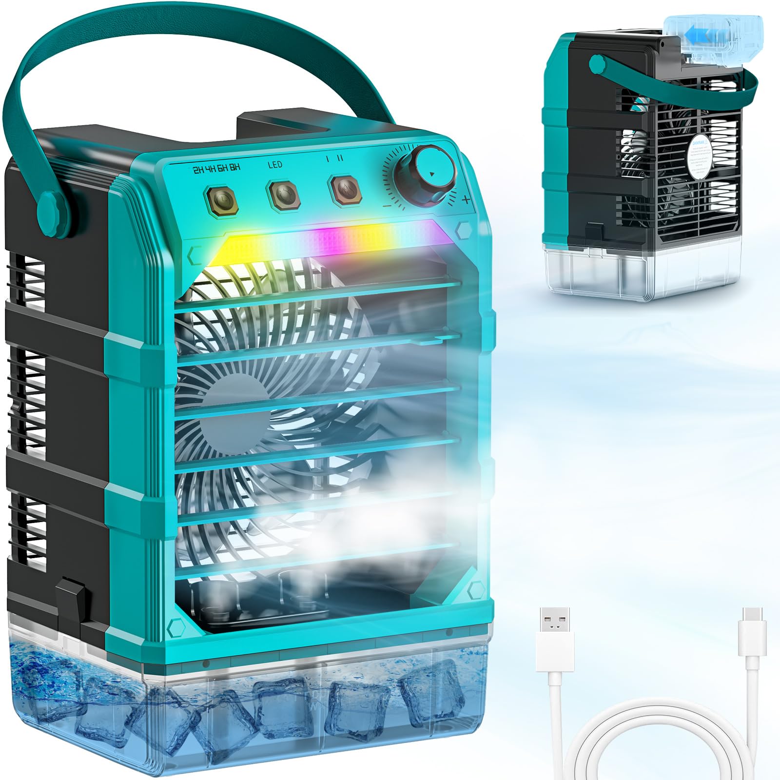 50% Off Uniqwamo Portable Misting Fan with 7 Lights - Image 1