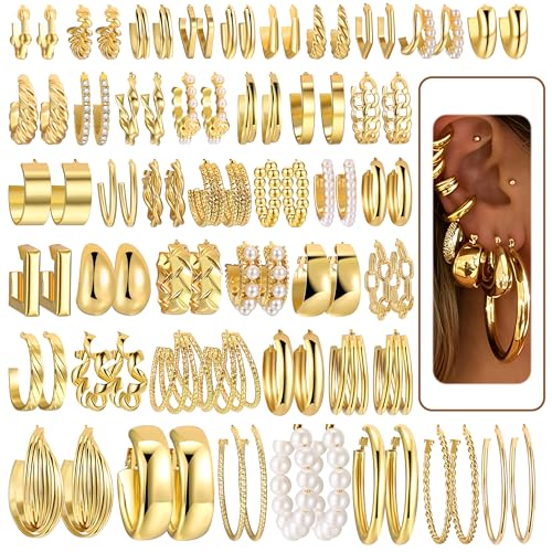 42 Pairs Gold Hoop Earrings Set for Women - Code: 88D4N5WL - Image 2