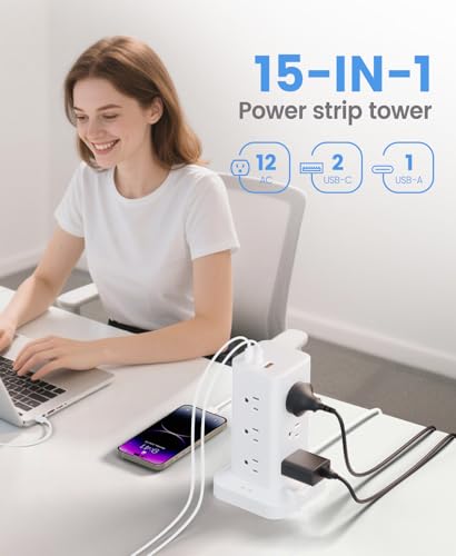 45% Off 15-in-1 Power Strip Tower with USB-C Fast Charging - Image 3