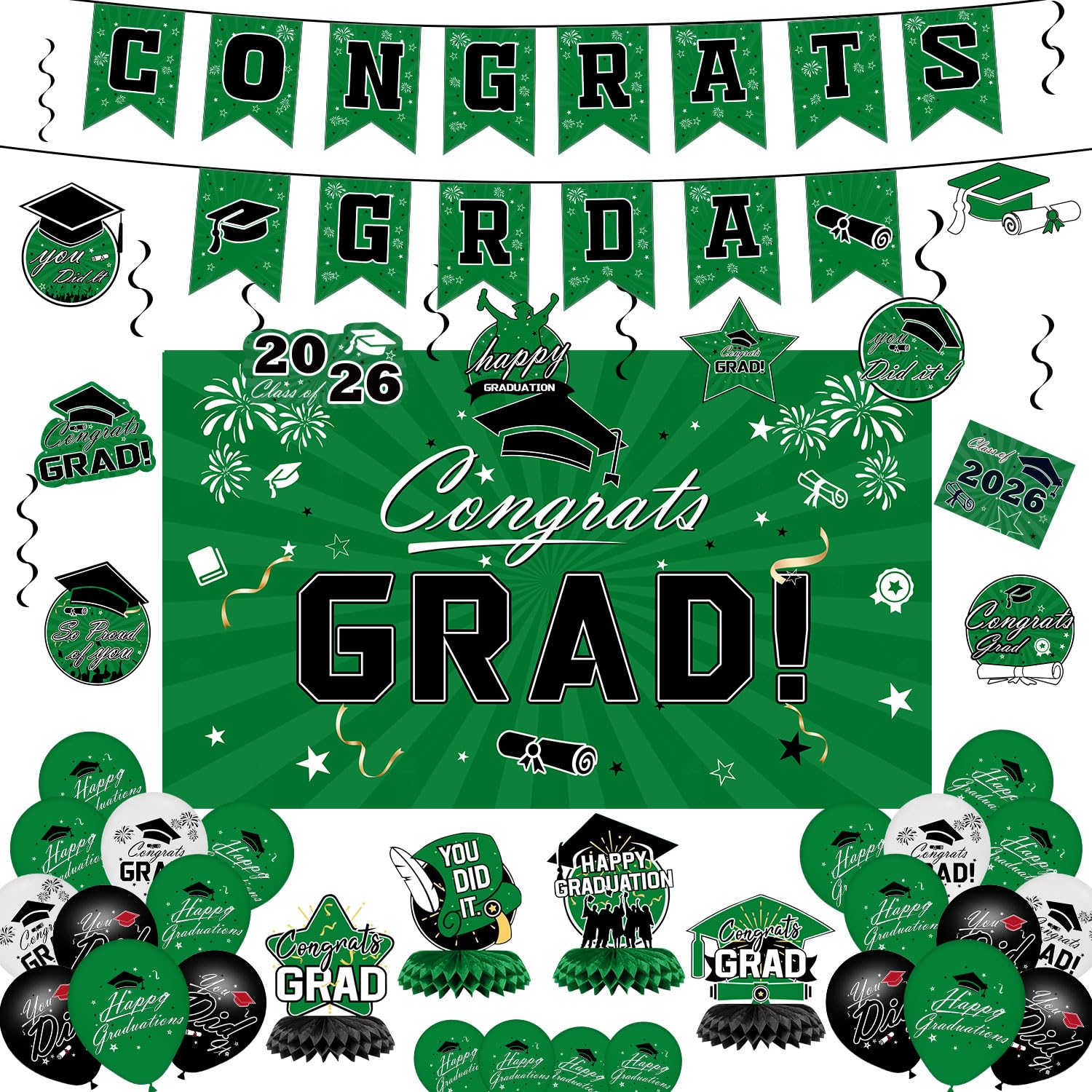 65% Off Green Graduation Decorations Set for 2026 - Image 1