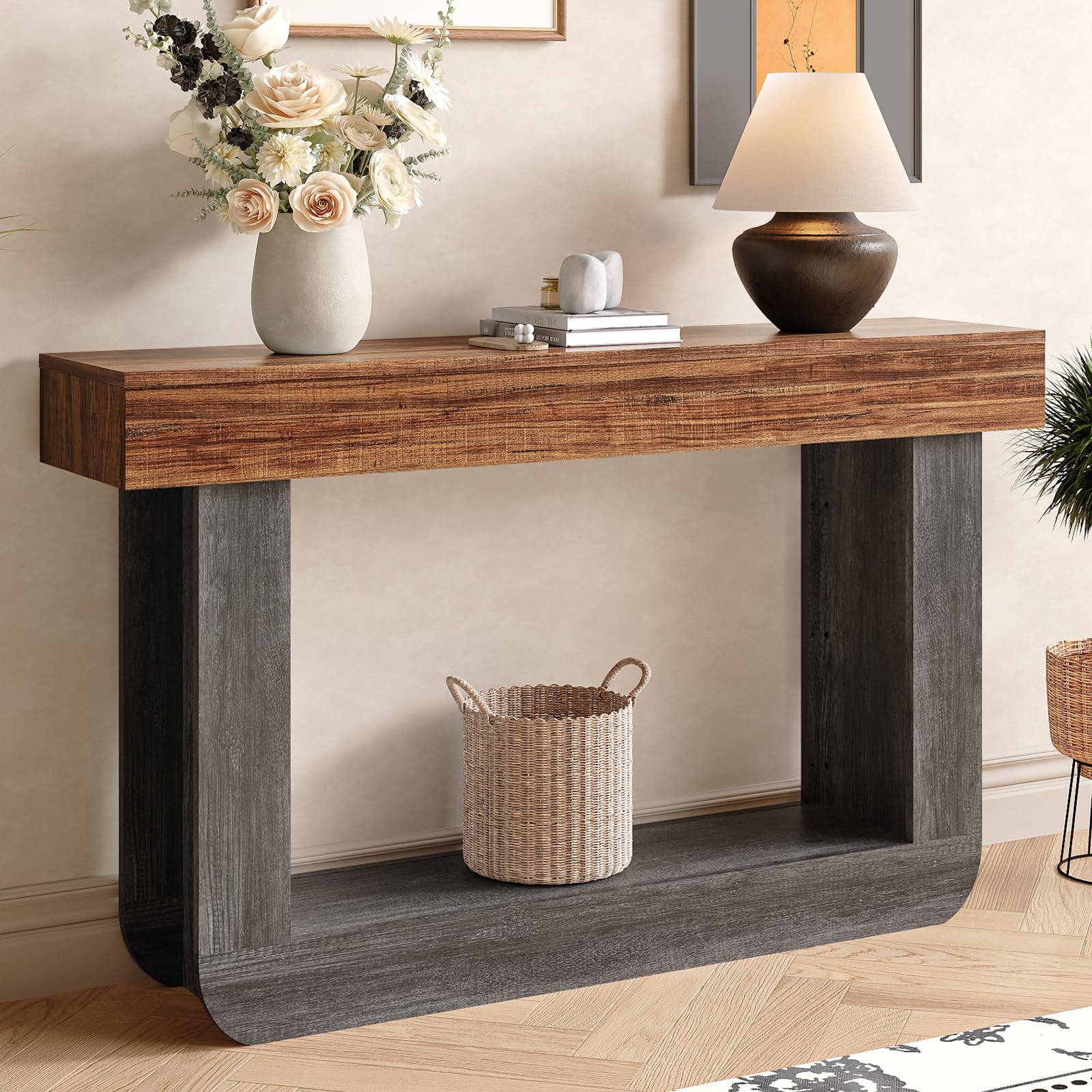 55" Farmhouse Console Table in Grey & Brown - $119.99