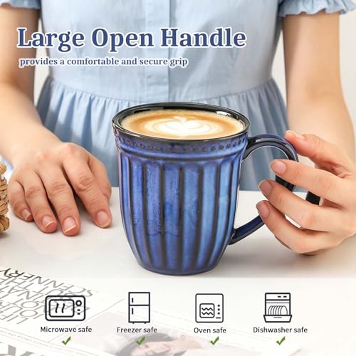 Save with Coupon: 16oz Navy Blue Ceramic Coffee Mugs Set of 4 - Image 5