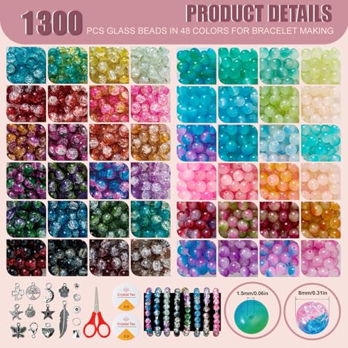 50% Off 1300 Pcs Glass Beads for Jewelry Making - Image 4