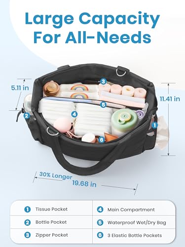 50% Off Large Diaper Bag Tote for Women, Crossbody Mommy Bag - Image 4
