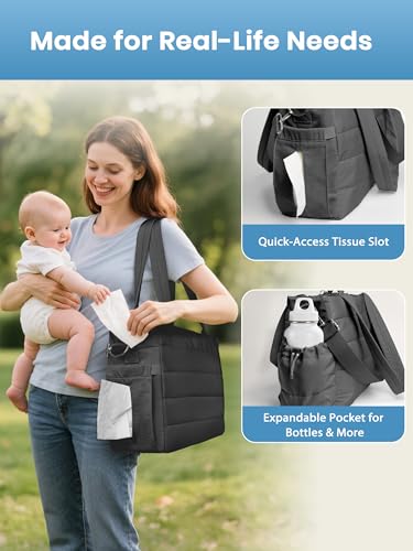 50% Off Large Diaper Bag Tote for Women, Crossbody Mommy Bag - Image 6