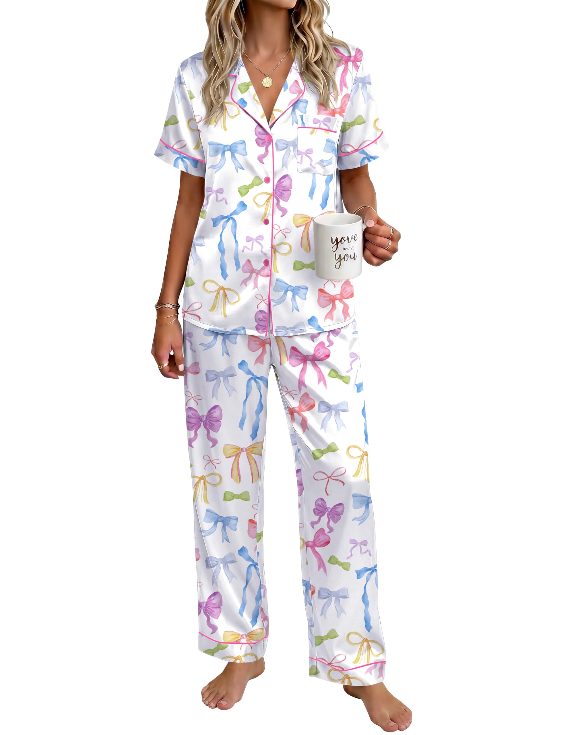 41% Off Ekouaer Women's Satin Pajama Set - Image 1