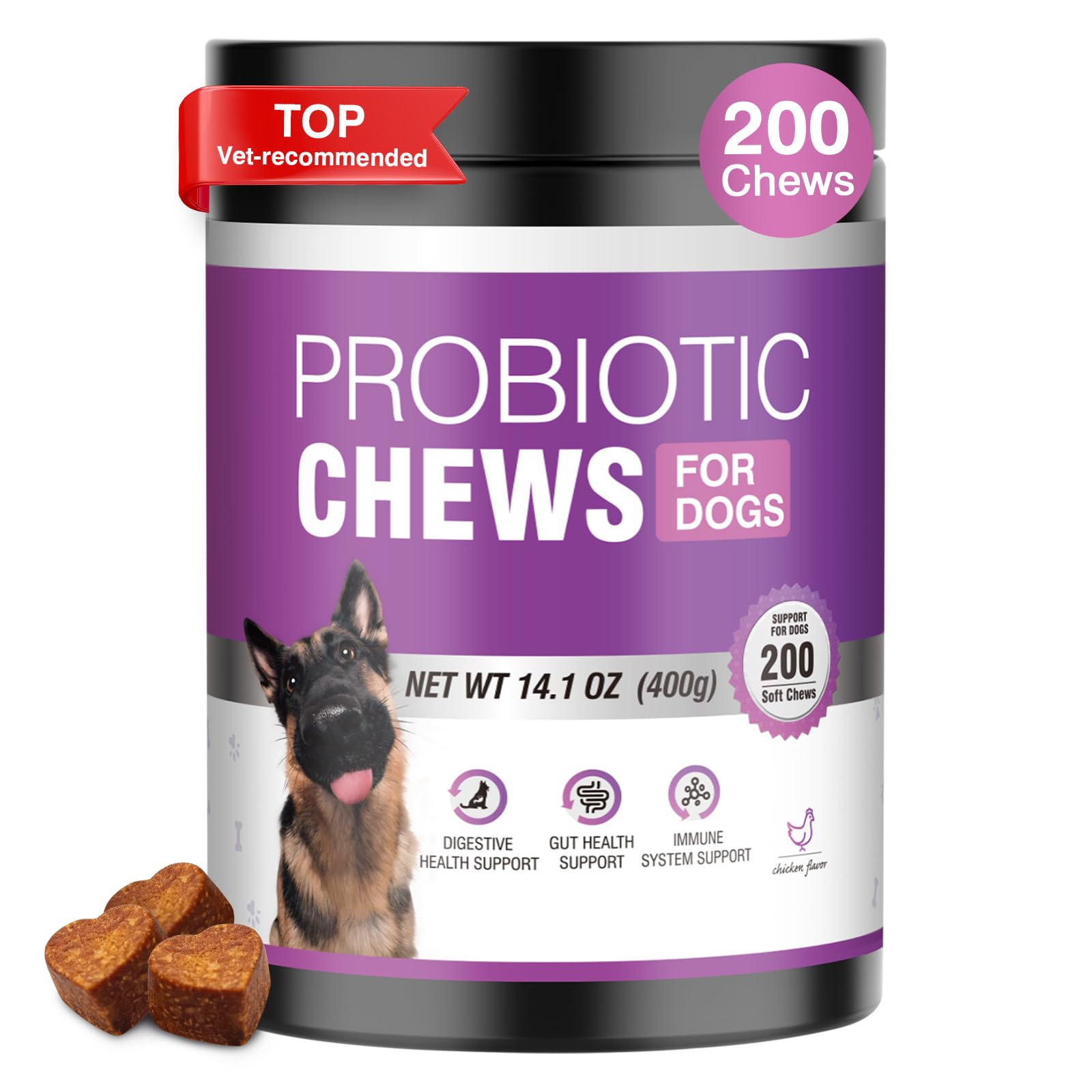 Save with Code: Probiotics for Dogs 200 Chews – Gut Health