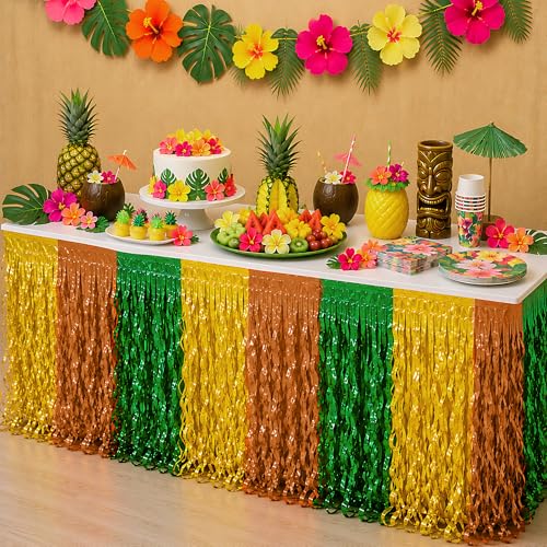 Save on 2-Pack Hawaiian Table Skirts for Luau Party - Image 2
