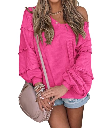 Save 36% on BTFBM Women's V Neck Waffle Knit Blouse - Image 2