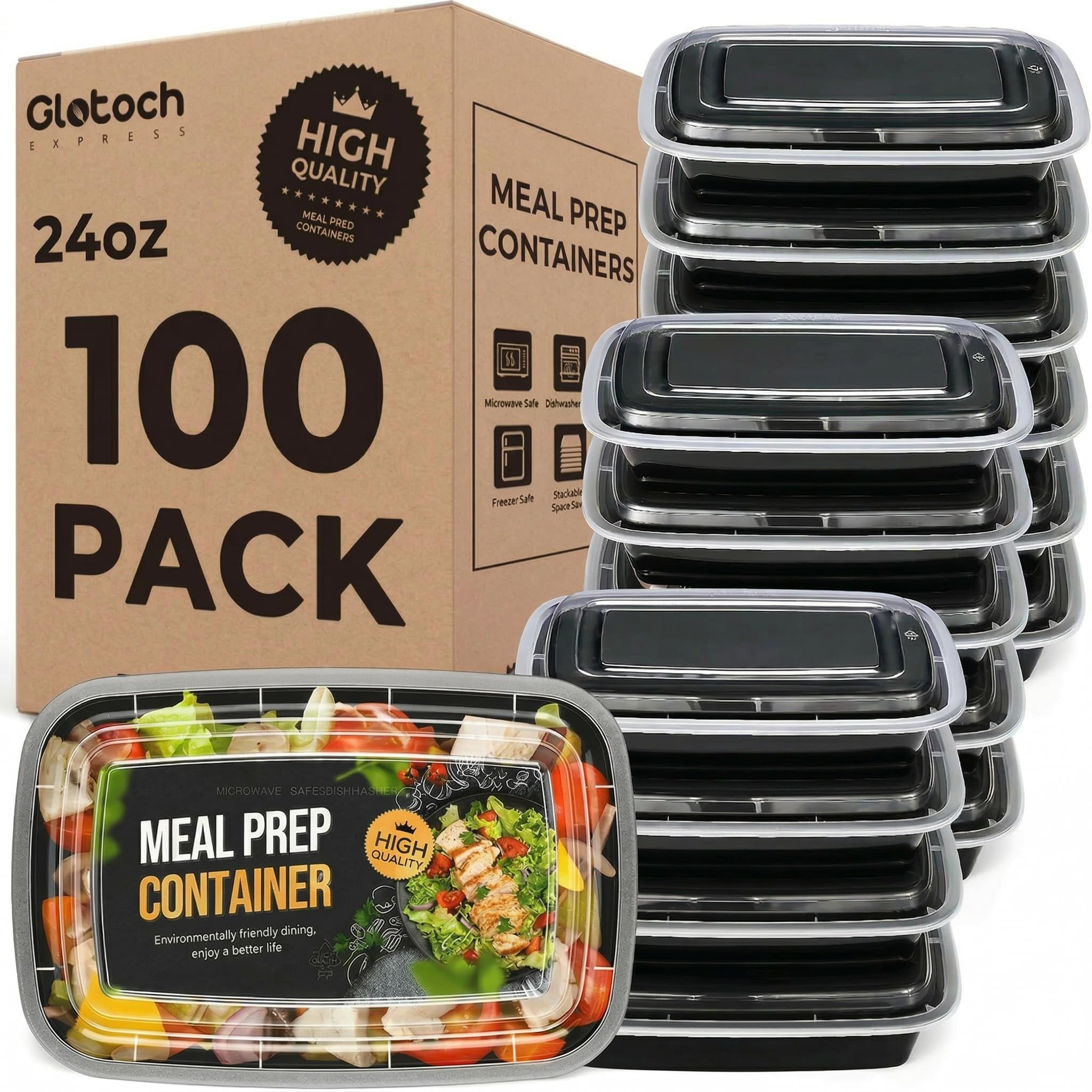 48% Off Meal Prep Containers 100 Pack (200-Piece) Reusable - Image 1