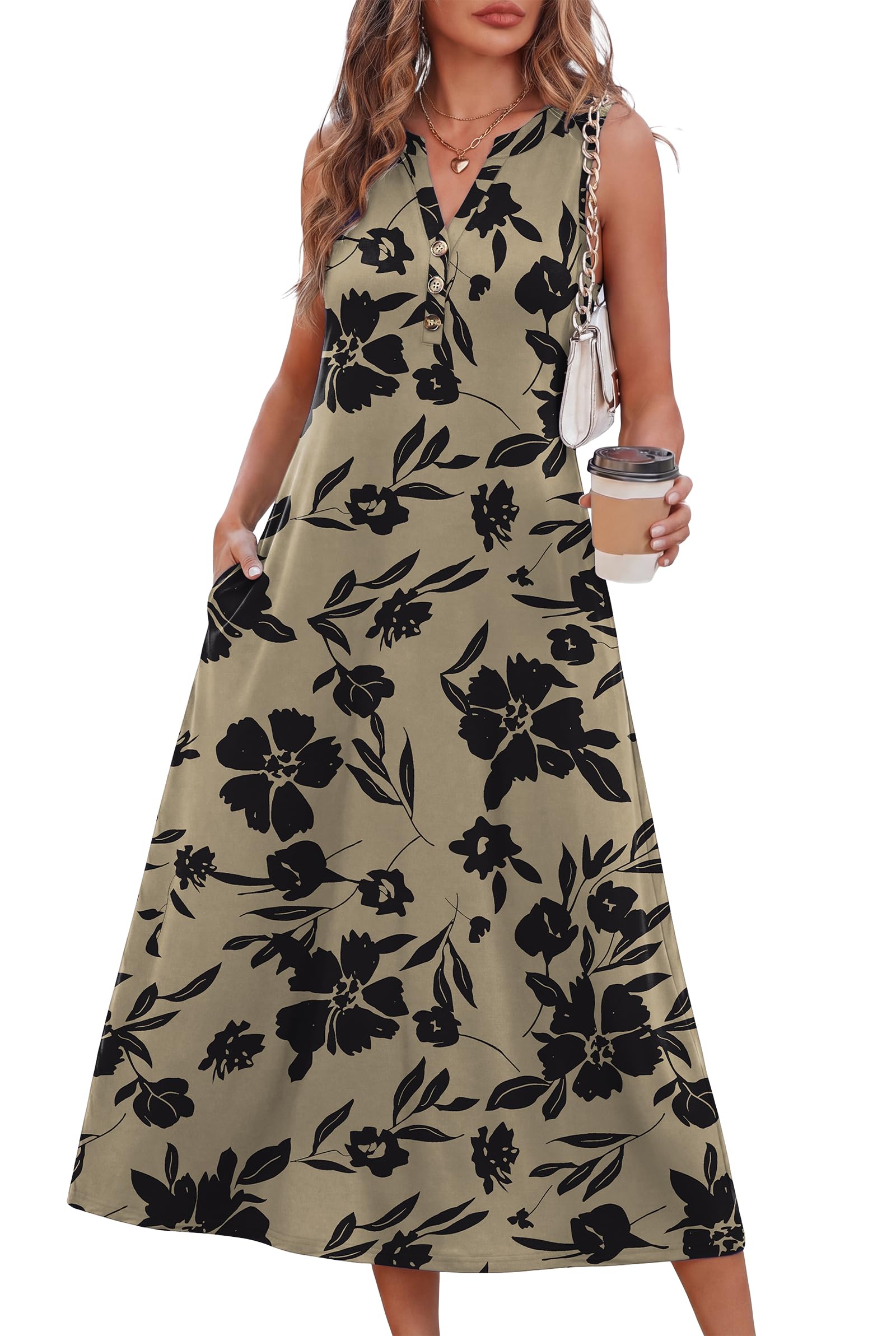57% Off OFEEFAN Summer Dresses for Women Sleeveless Midi - Image 1