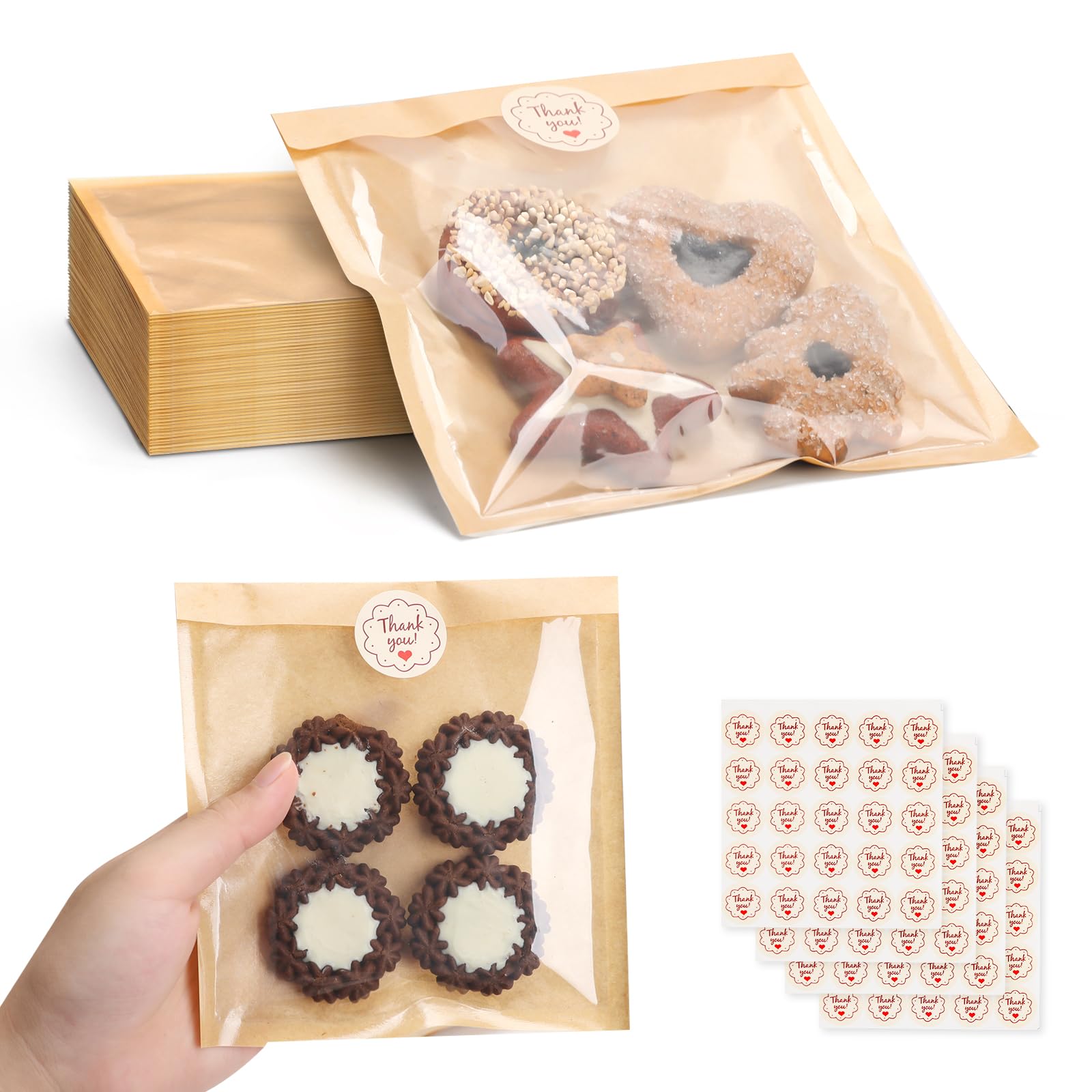 50% Off HONKID 100 Pack Cookie Bags with Stickers - Image 1