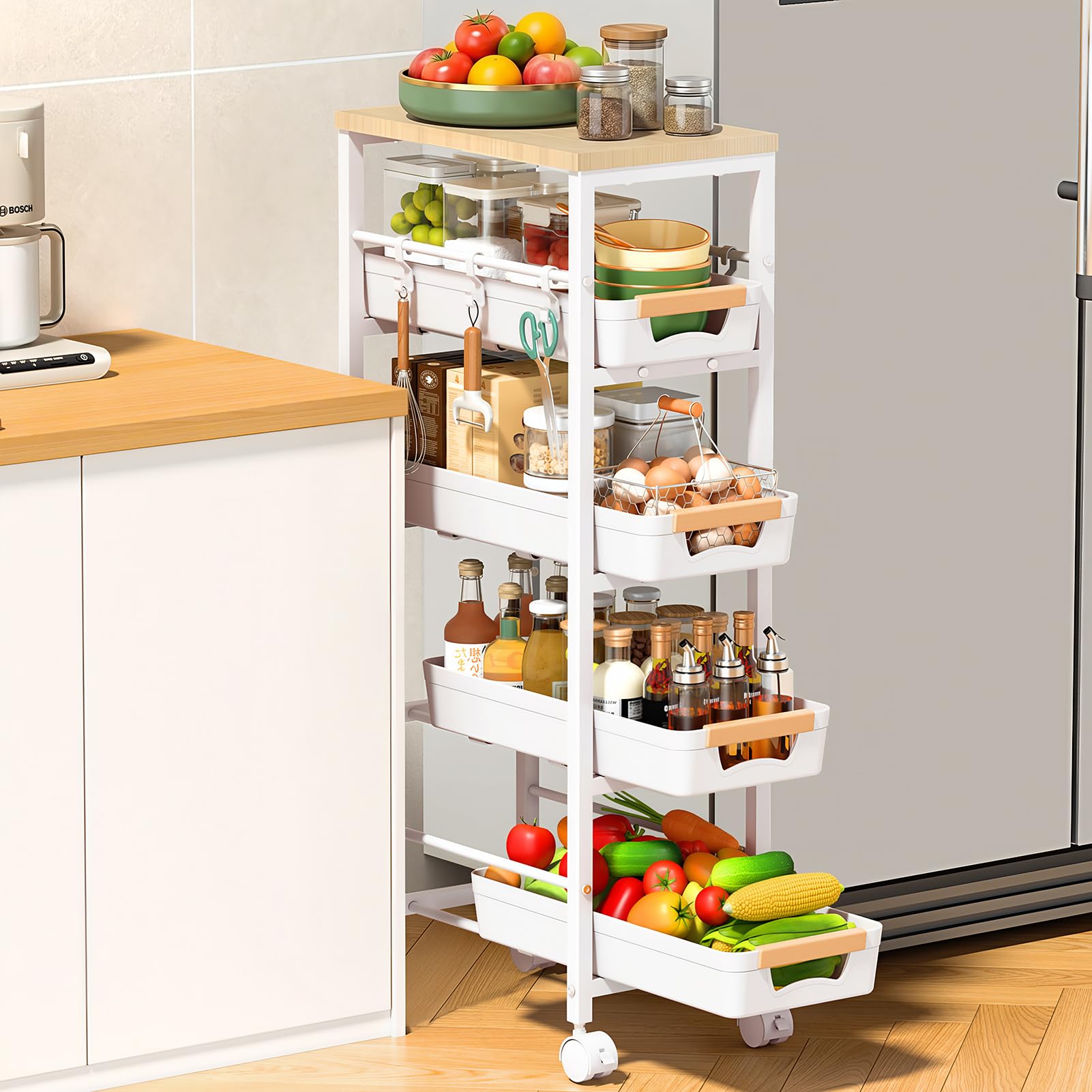 24% Off SUNALLY Slim Rolling Cart – 5-Tier Storage - Image 1