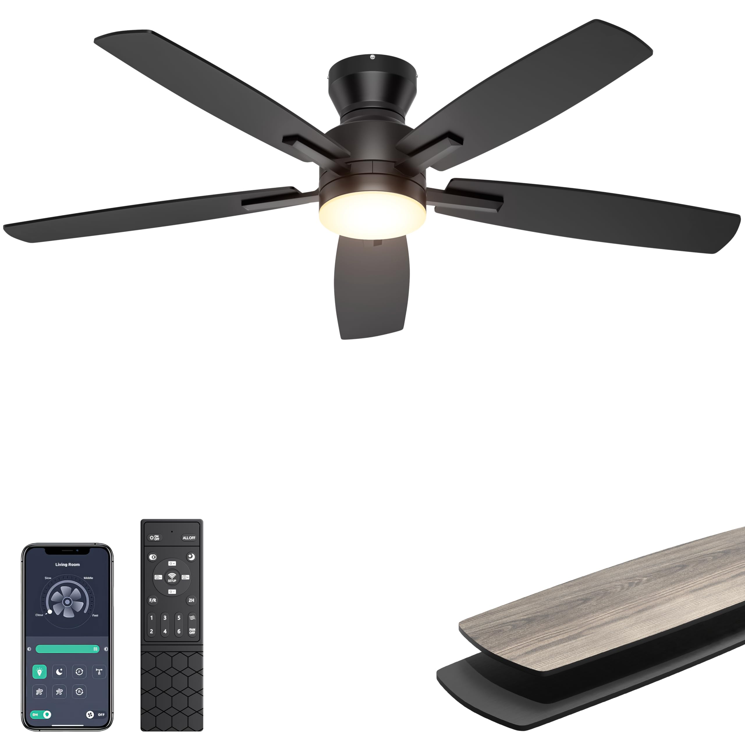 34% Off Ohniyou 52" Ceiling Fan with Light & Remote - Image 1
