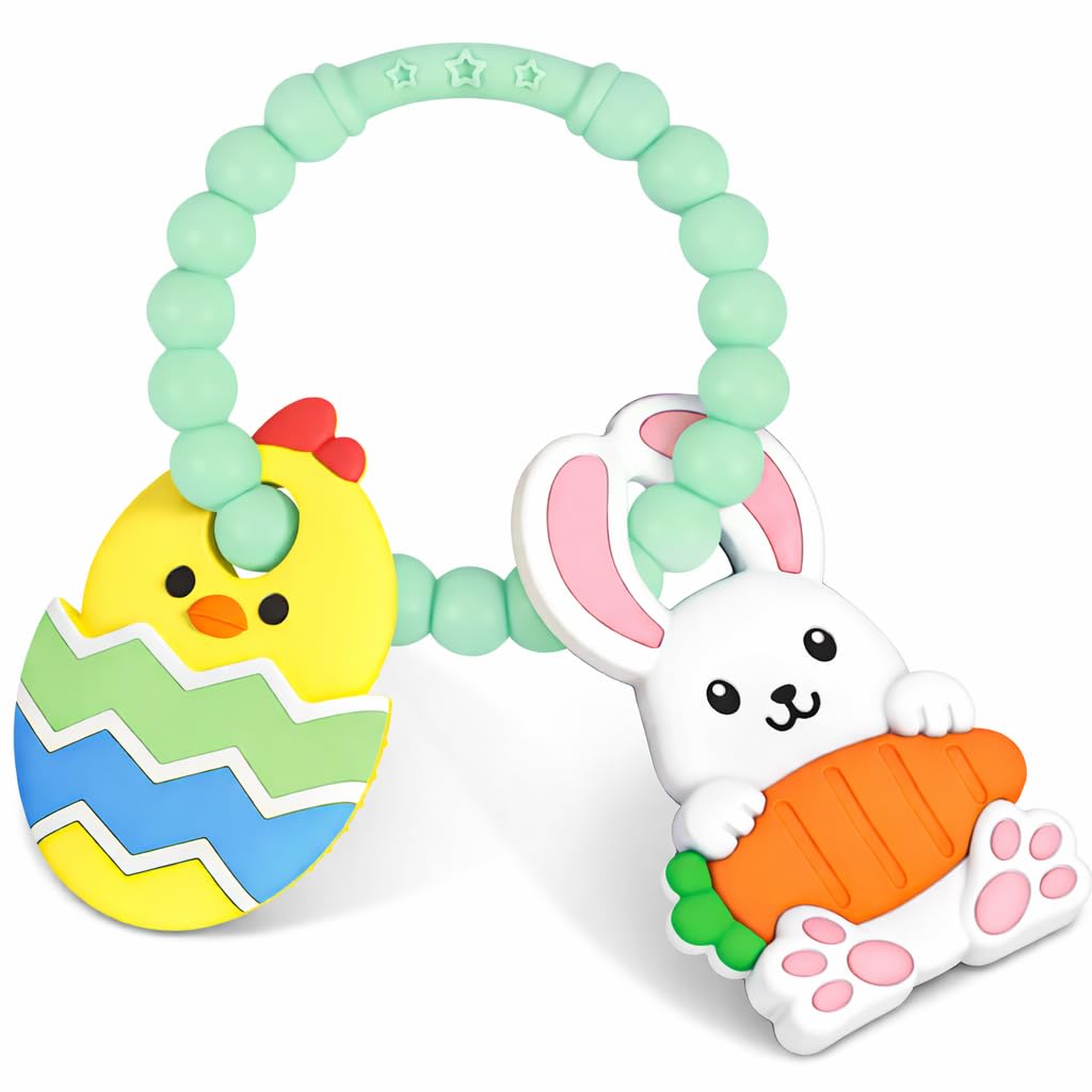 20% Off Easter Teething Ring for Baby – Bunny Carrot Silicone Teether