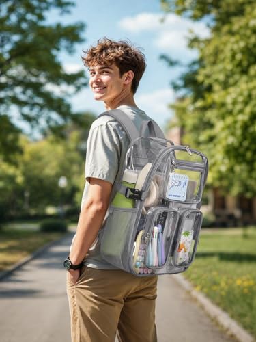 50% Off Clear Backpack with Reflective Strips & TPU Design - Image 4