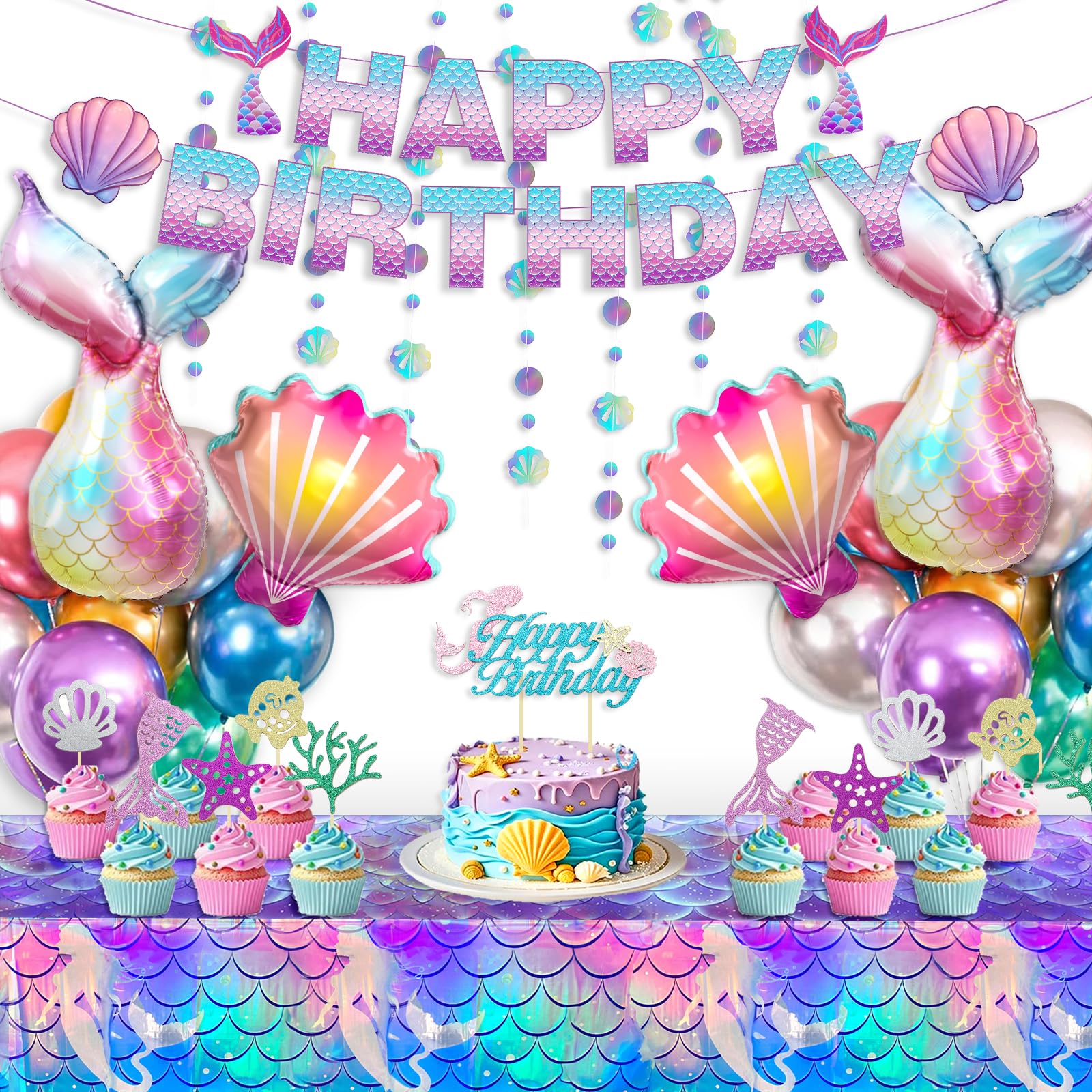 50% Off Winrayk Purple Mermaid Party Decorations Bundle - Image 1