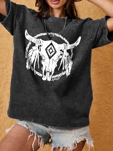 50% Off AUMORA Women's Oversized Western Graphic Tee - Image 3