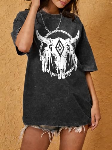50% Off AUMORA Women's Oversized Western Graphic Tee - Image 4