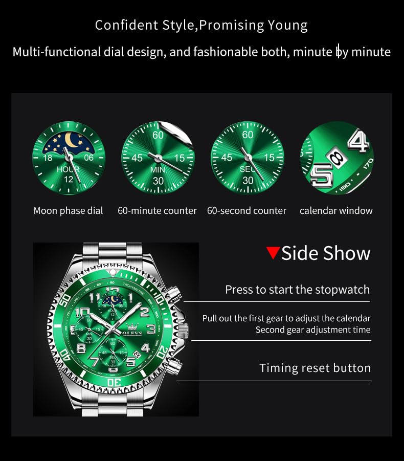 71% Off OLEVS Men's Chronograph Moon Phase Watch - Image 7