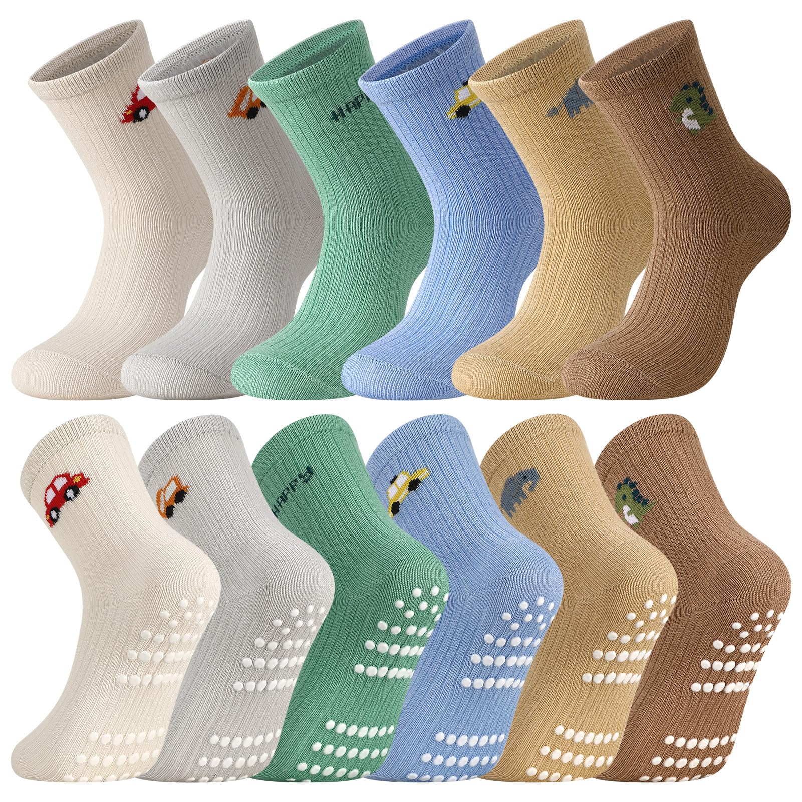 50% Off 6 Pairs Baby Non-Slip Grip Socks for Toddlers