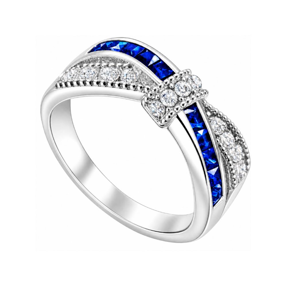 Blue Sapphire Crystal Ring at 40% Off with Coupon - Image 1