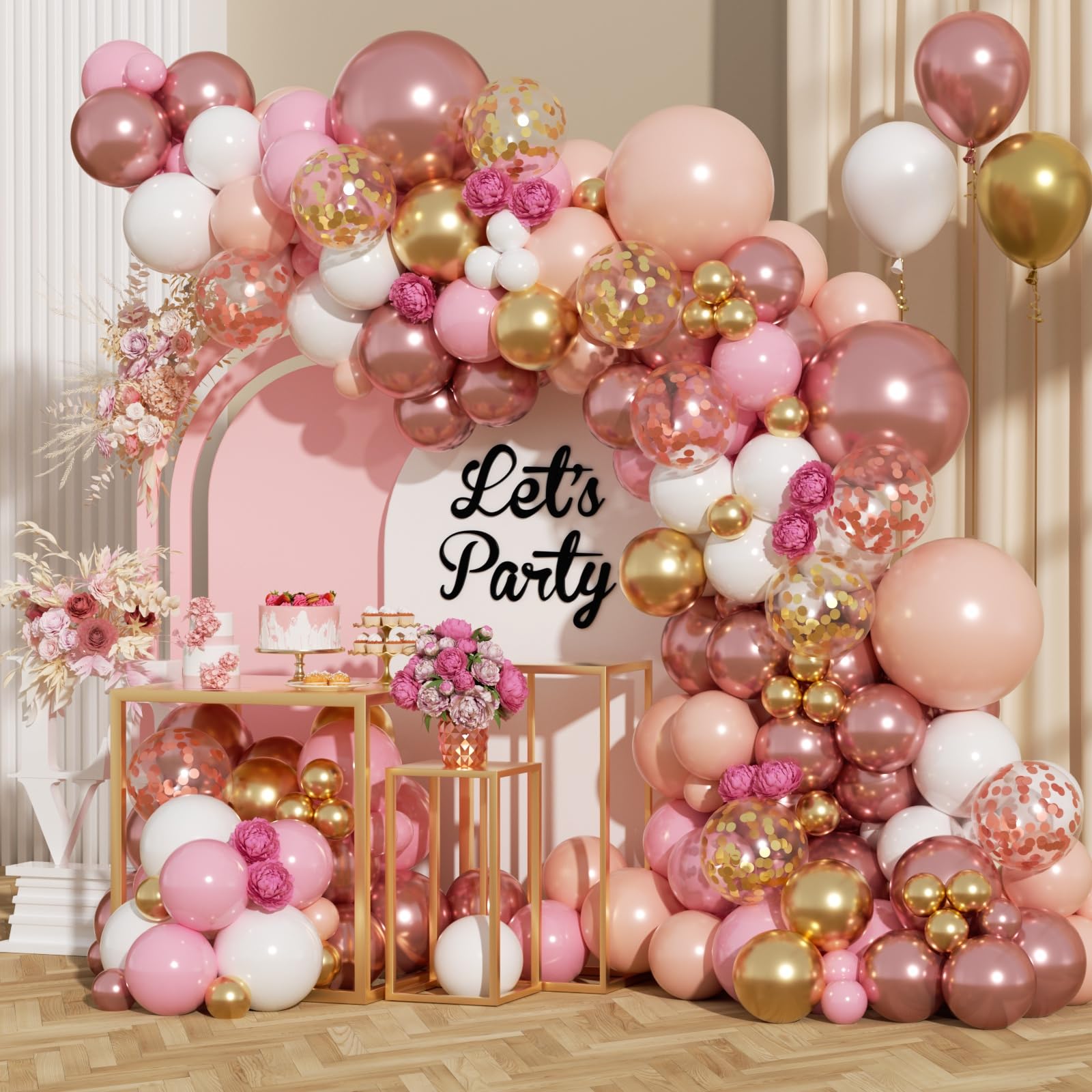 23% Off Rose Gold Balloon Arch Kit – 164 Pcs Party Decor