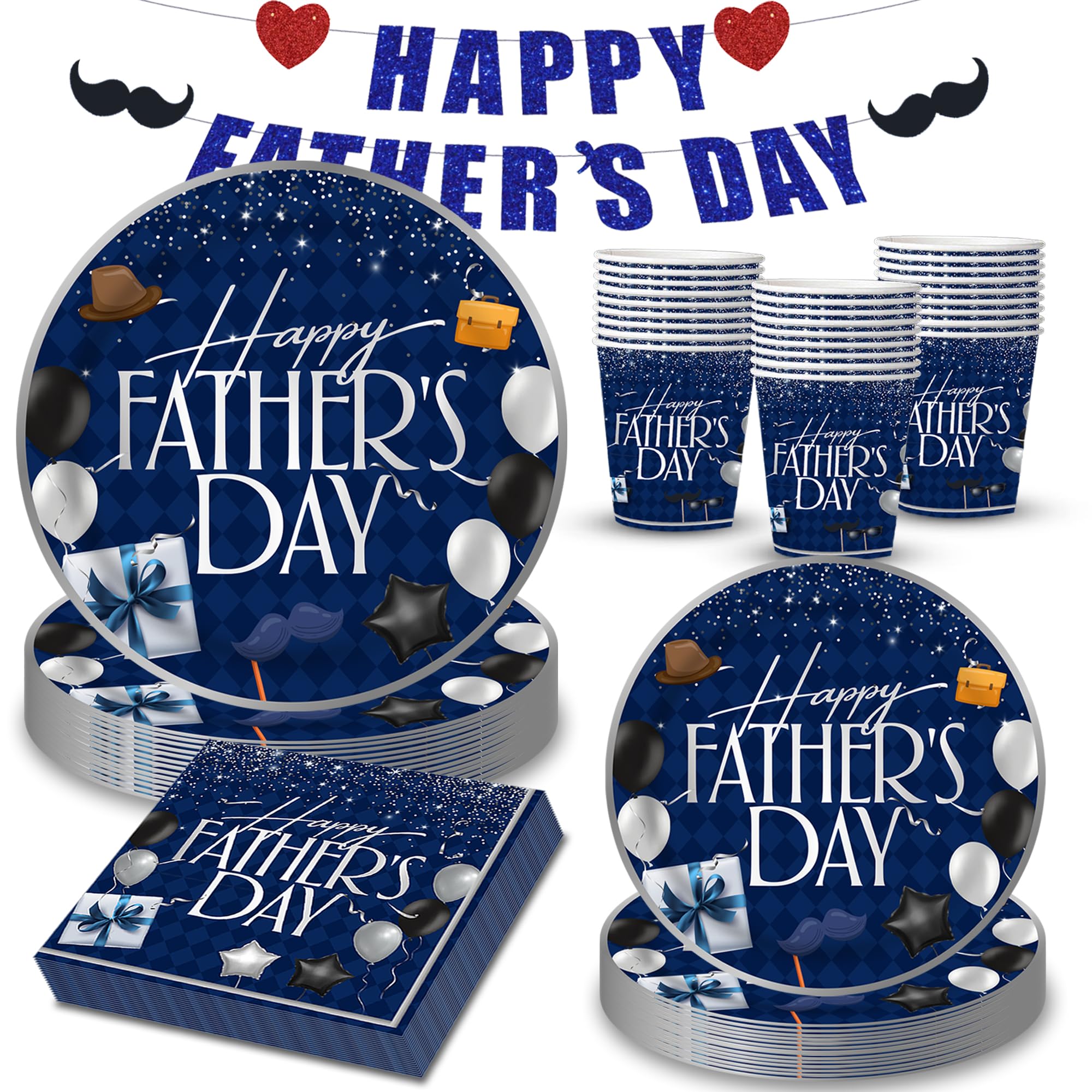 50% Off Father's Day Tableware Set for 25 Guests - Image 1