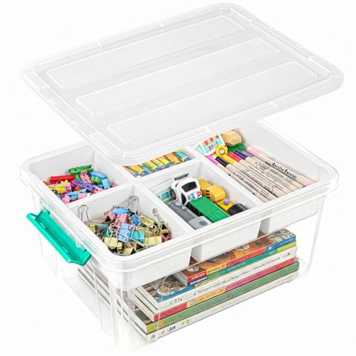 EOENVIVS Clear Stackable Storage Organizer Box with Dividers - Image 2
