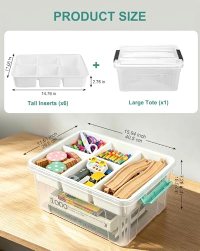 EOENVIVS Clear Stackable Storage Organizer Box with Dividers - Image 3