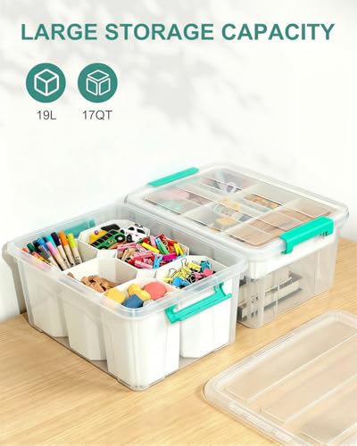 EOENVIVS Clear Stackable Storage Organizer Box with Dividers - Image 7